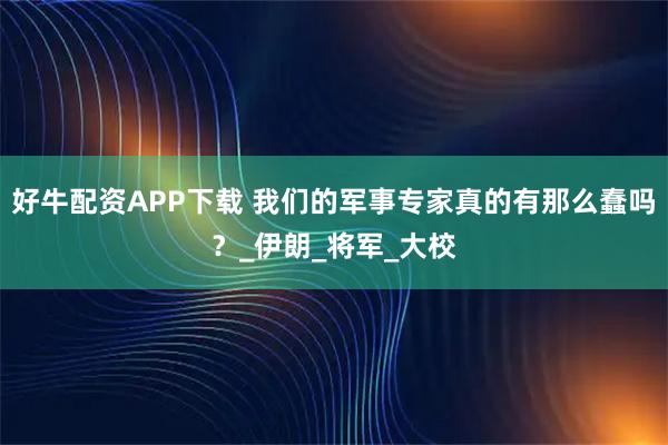 好牛配资APP下载 我们的军事专家真的有那么蠢吗？_伊朗_将军_大校