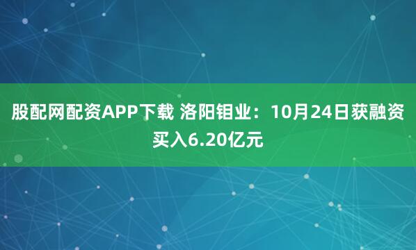股配网配资APP下载 洛阳钼业：10月24日获融资买入6.20亿元