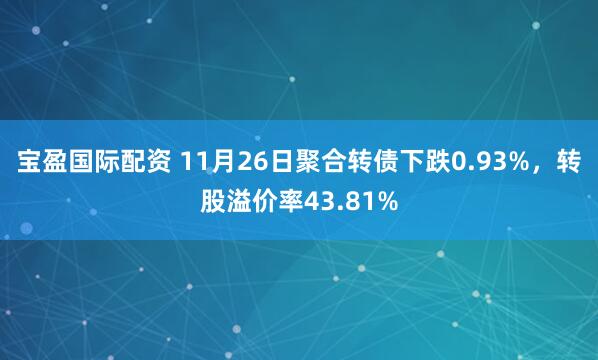 宝盈国际配资 11月26日聚合转债下跌0.93%，转股溢价率43.81%